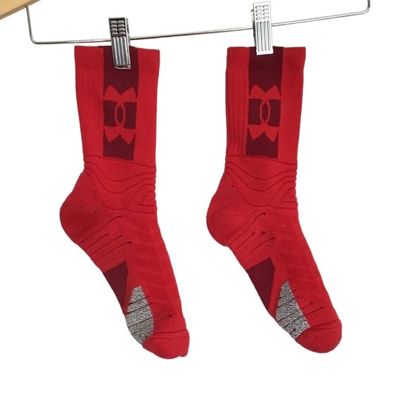 Under Armour Red Crew Socks Athletic Performance Compression Fit Size OS - Picture 2 of 5